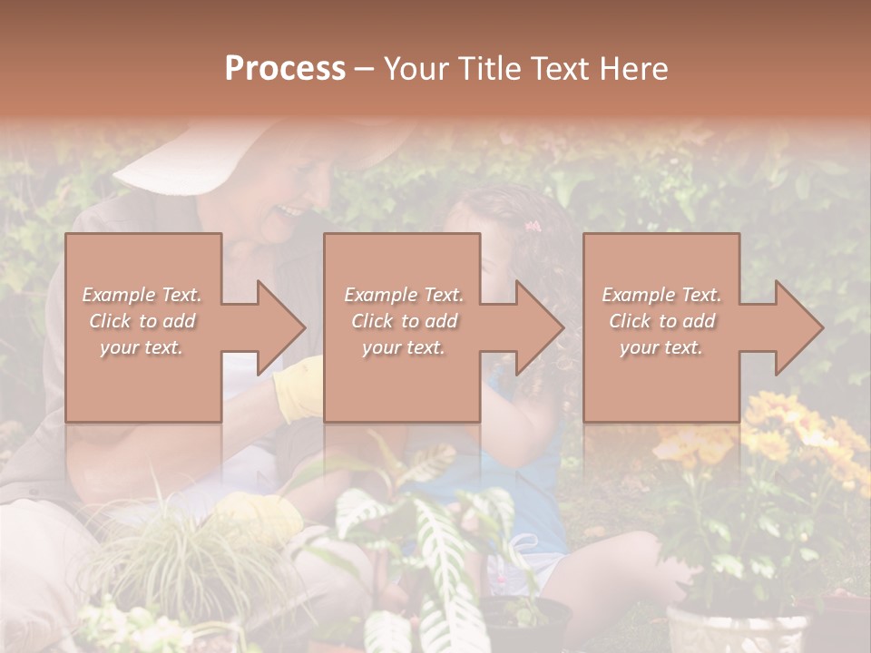 A Woman And A Little Girl Sitting In A Garden PowerPoint Template