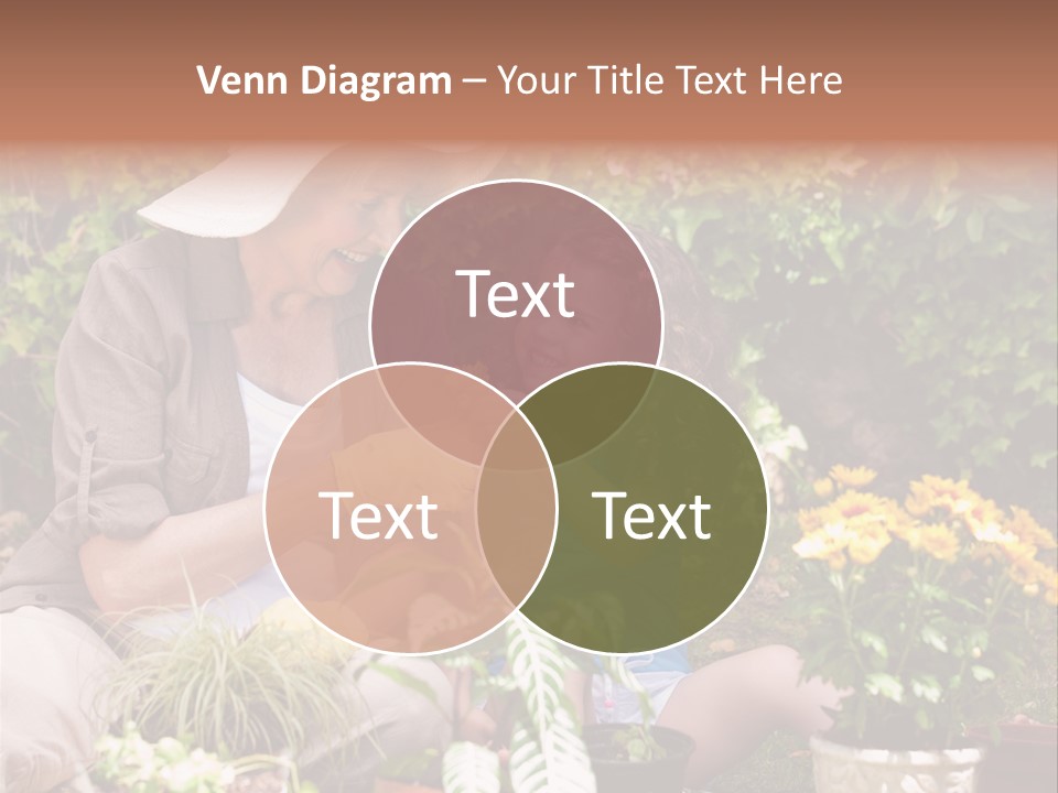 A Woman And A Little Girl Sitting In A Garden PowerPoint Template