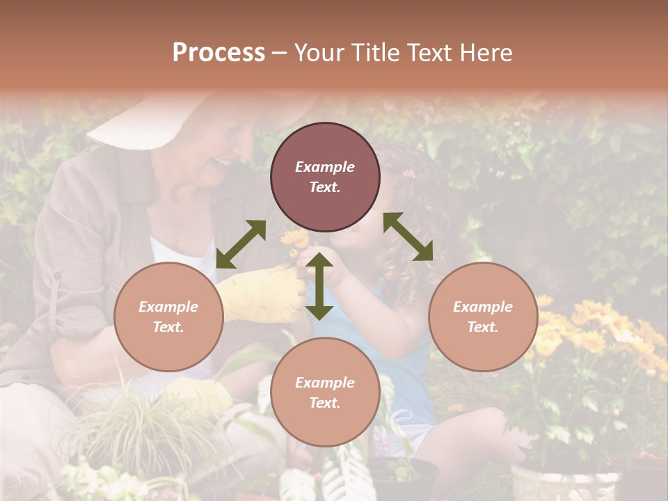 A Woman And A Little Girl Sitting In A Garden PowerPoint Template