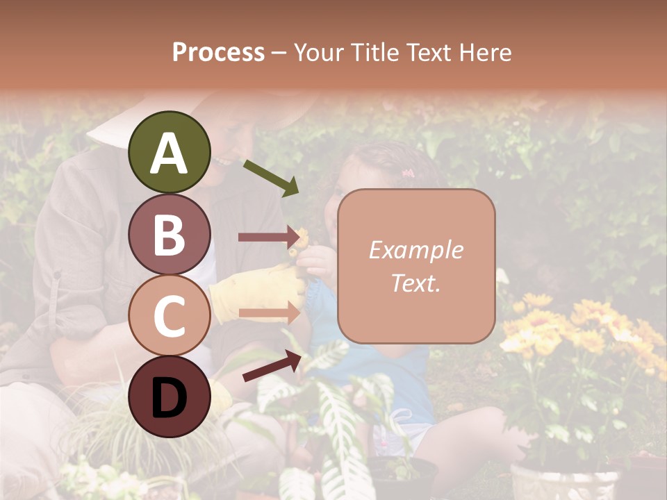 A Woman And A Little Girl Sitting In A Garden PowerPoint Template