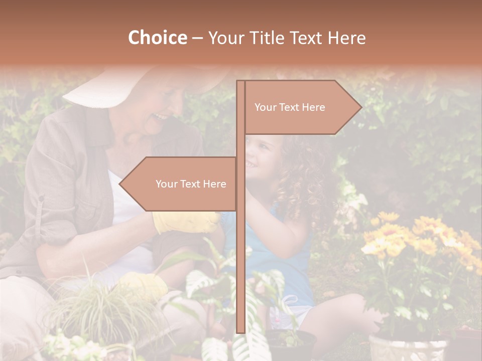 A Woman And A Little Girl Sitting In A Garden PowerPoint Template