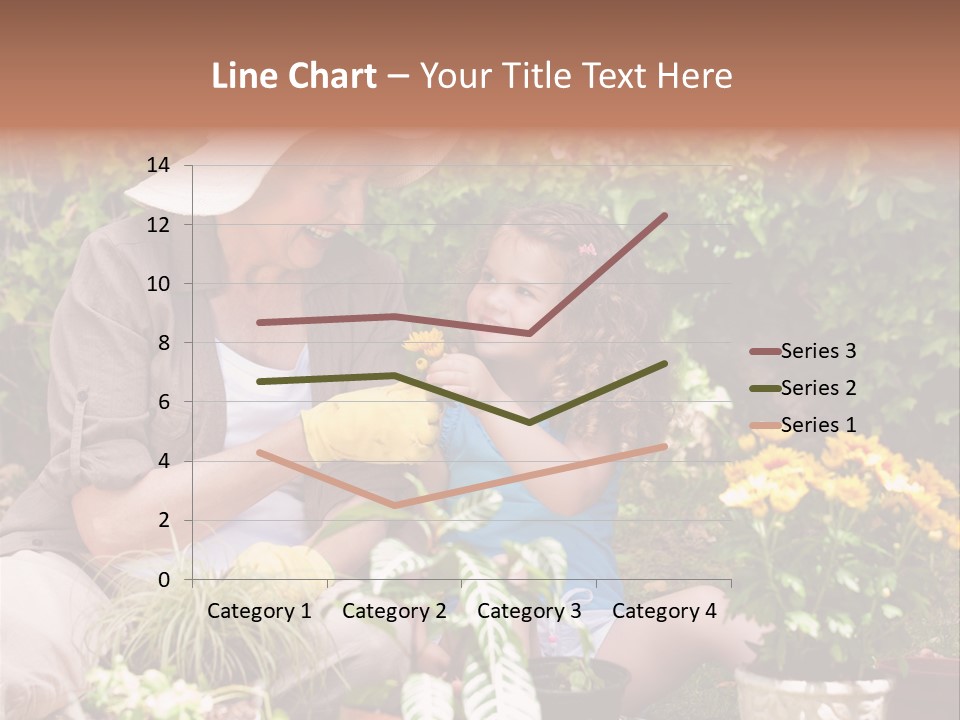 A Woman And A Little Girl Sitting In A Garden PowerPoint Template