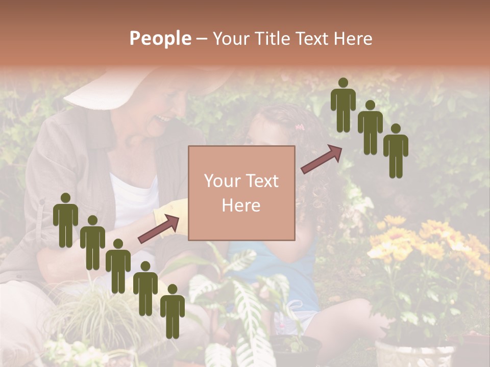 A Woman And A Little Girl Sitting In A Garden PowerPoint Template