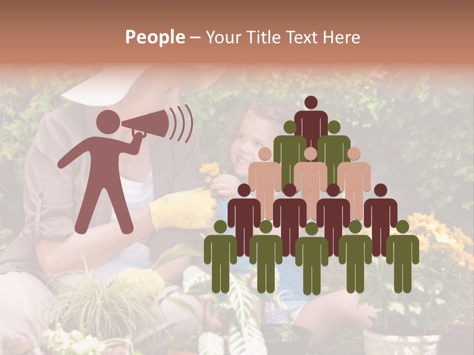 A Woman And A Little Girl Sitting In A Garden PowerPoint Template