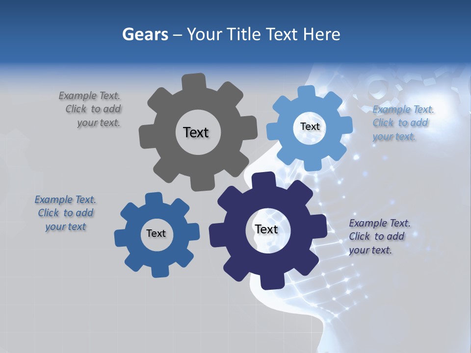A Person's Head With Gears In The Background PowerPoint Template