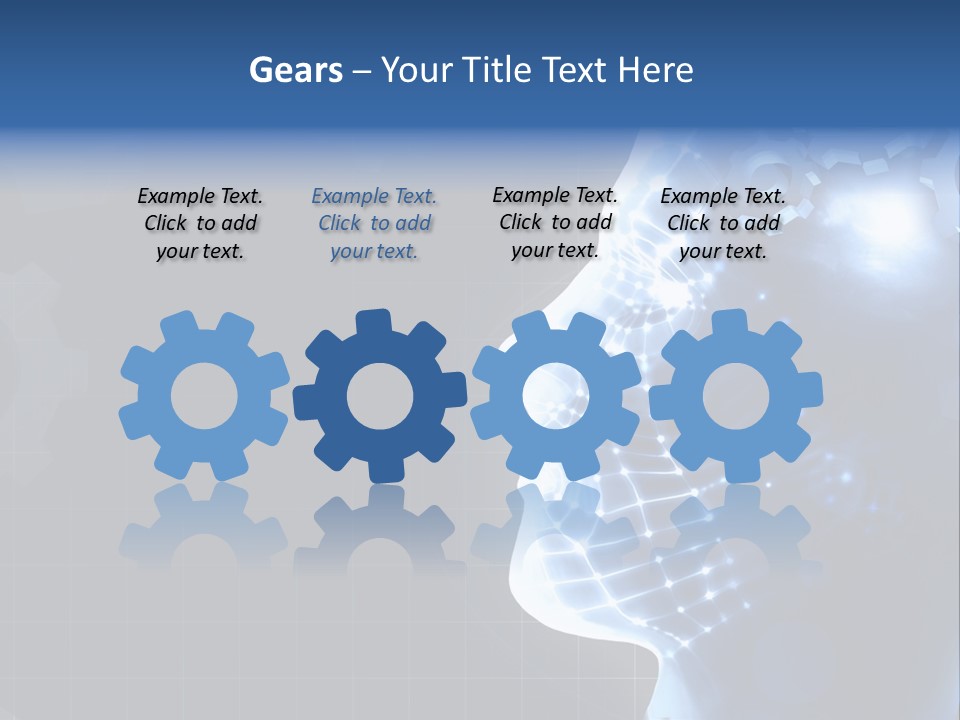 A Person's Head With Gears In The Background PowerPoint Template