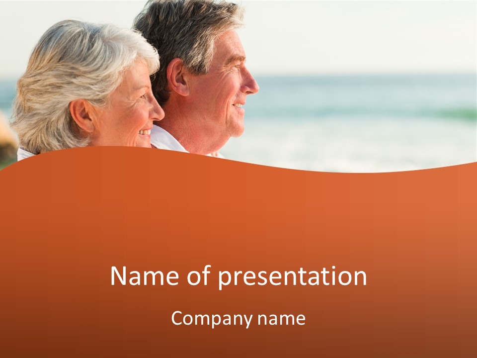 A Man And A Woman Sitting On A Bench Looking Out At The Ocean PowerPoint Template