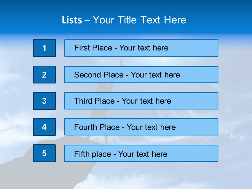 A Person Standing On Top Of A Hill With Their Arms In The Air PowerPoint Template