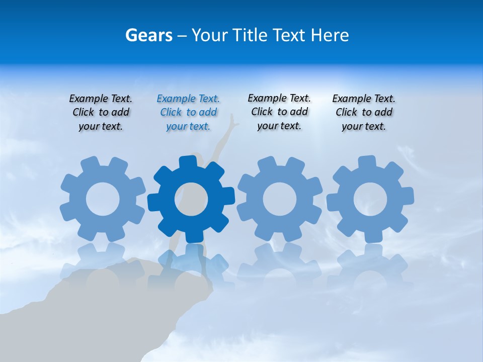 A Person Standing On Top Of A Hill With Their Arms In The Air PowerPoint Template