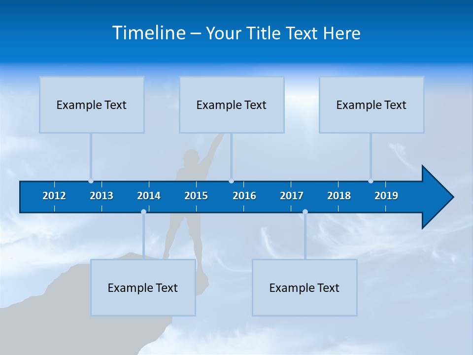 A Person Standing On Top Of A Hill With Their Arms In The Air PowerPoint Template
