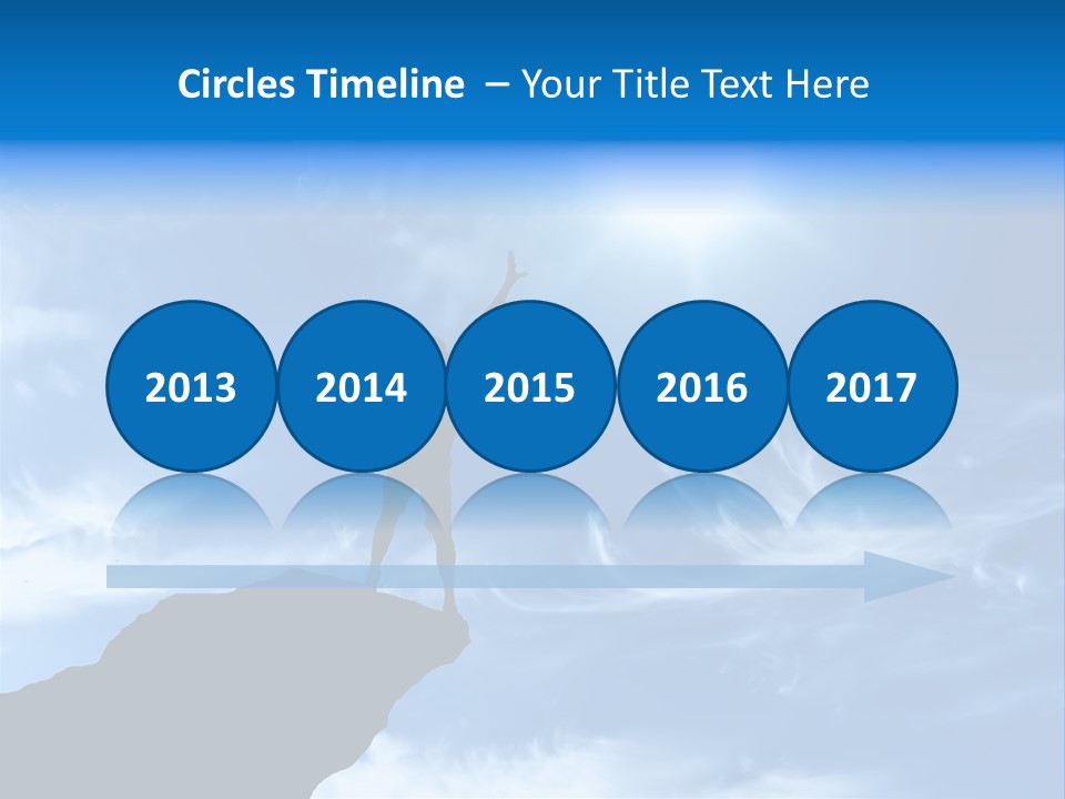 A Person Standing On Top Of A Hill With Their Arms In The Air PowerPoint Template