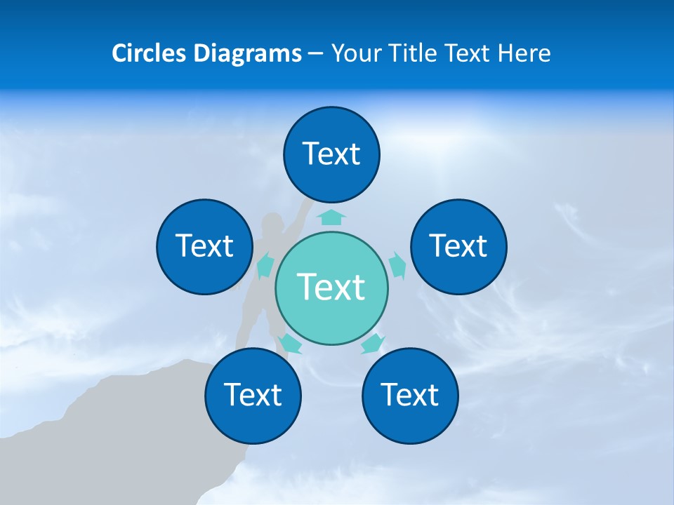 A Person Standing On Top Of A Hill With Their Arms In The Air PowerPoint Template