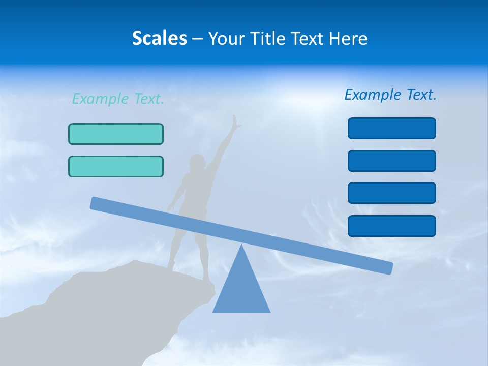 A Person Standing On Top Of A Hill With Their Arms In The Air PowerPoint Template
