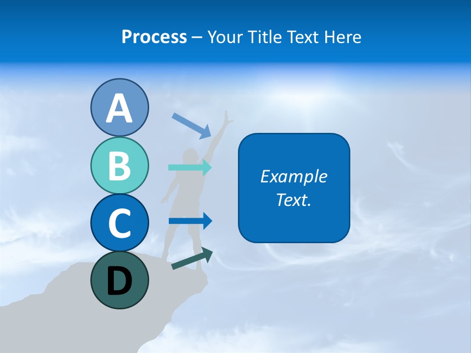 A Person Standing On Top Of A Hill With Their Arms In The Air PowerPoint Template