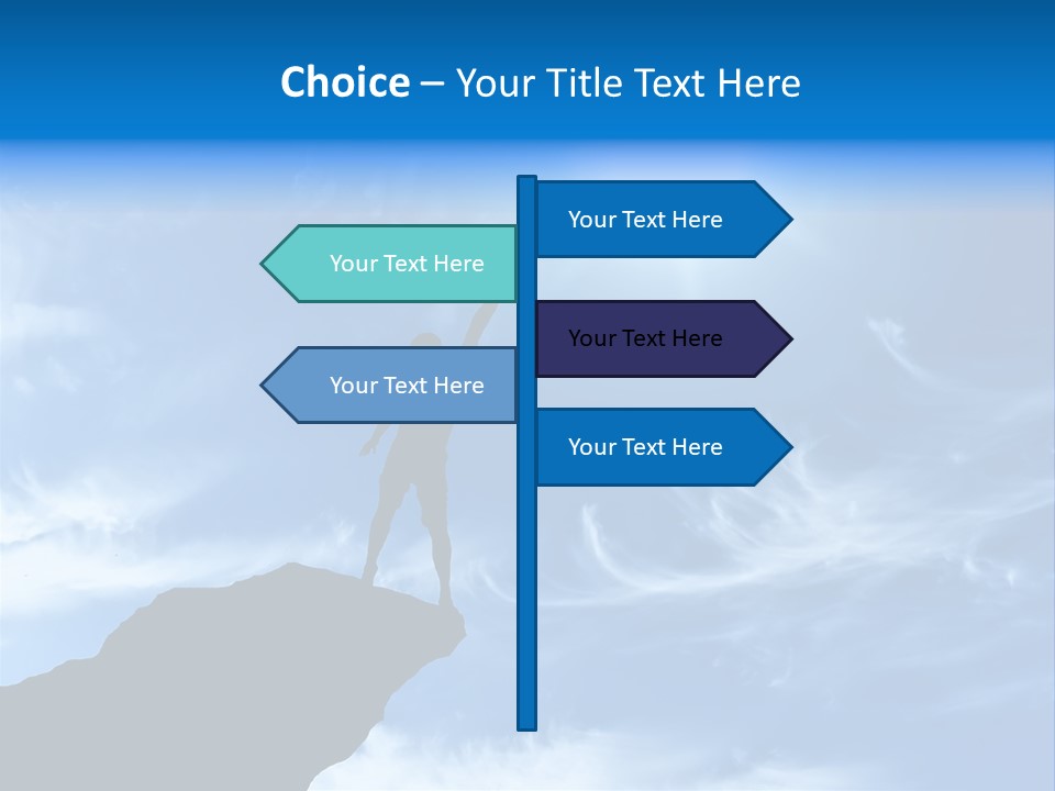 A Person Standing On Top Of A Hill With Their Arms In The Air PowerPoint Template