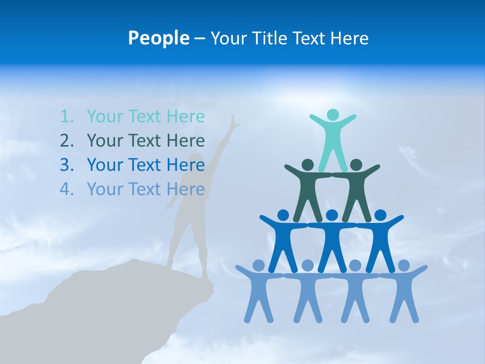 A Person Standing On Top Of A Hill With Their Arms In The Air PowerPoint Template