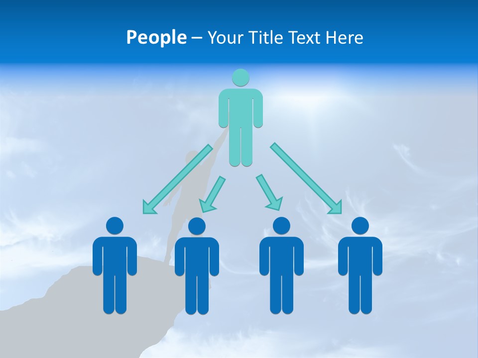 A Person Standing On Top Of A Hill With Their Arms In The Air PowerPoint Template
