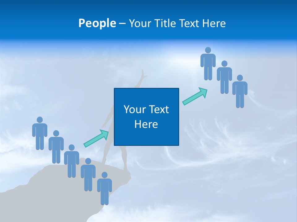 A Person Standing On Top Of A Hill With Their Arms In The Air PowerPoint Template