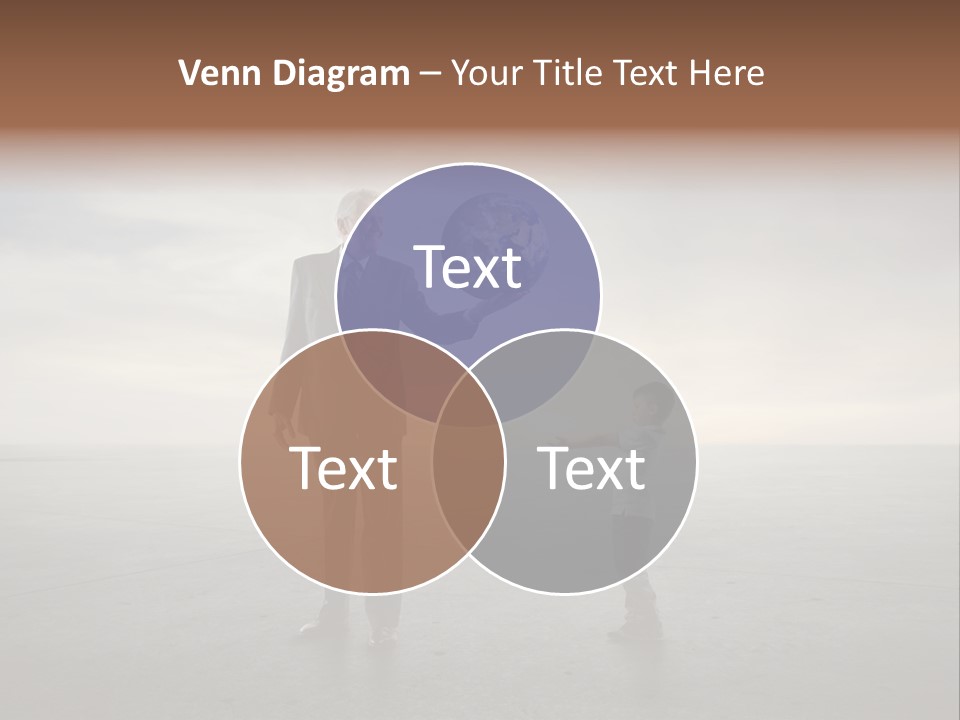 A Man Holding A Small Child's Hand With The Earth On It PowerPoint Template