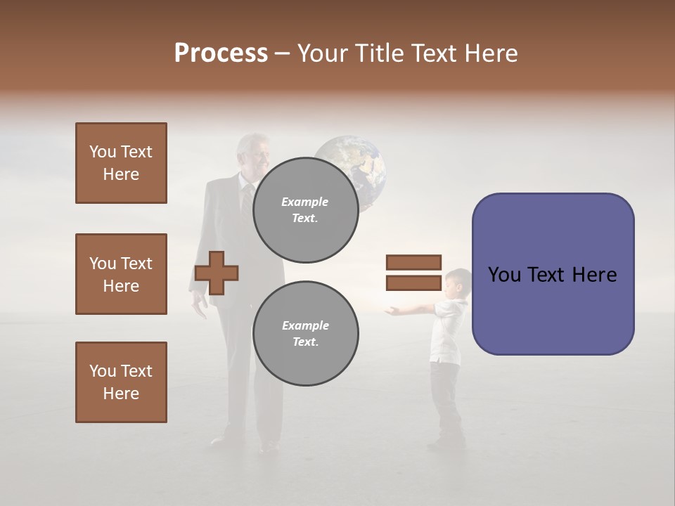 A Man Holding A Small Child's Hand With The Earth On It PowerPoint Template