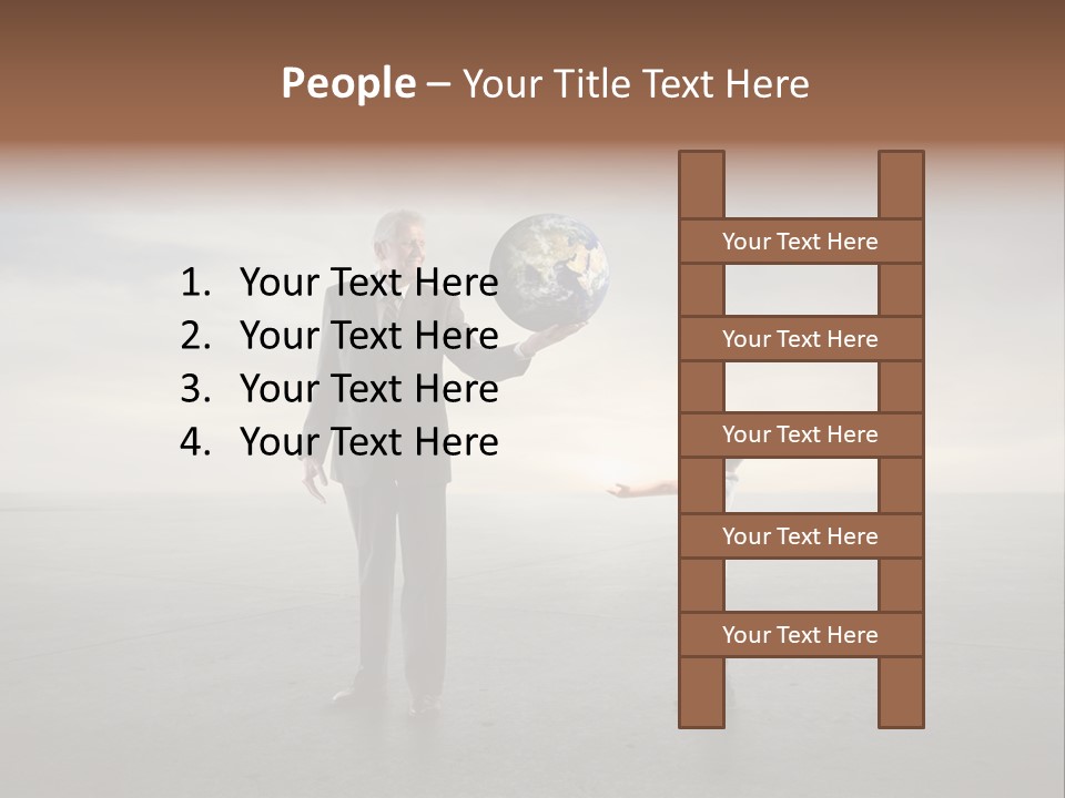 A Man Holding A Small Child's Hand With The Earth On It PowerPoint Template