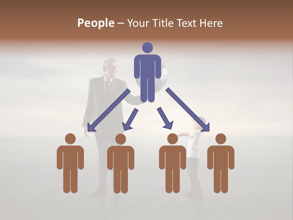 A Man Holding A Small Child's Hand With The Earth On It PowerPoint Template