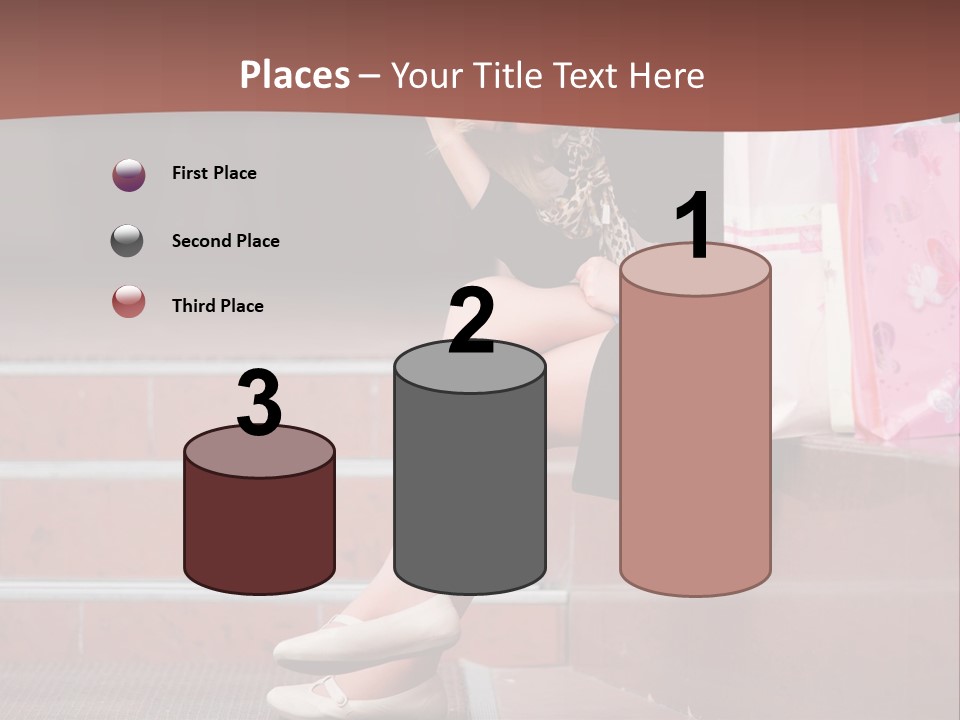 A Woman Sitting On Steps With Shopping Bags PowerPoint Template