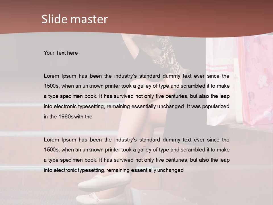 A Woman Sitting On Steps With Shopping Bags PowerPoint Template