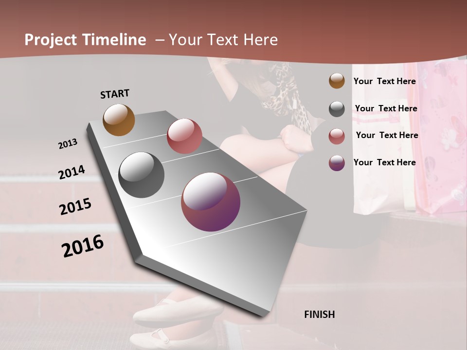 A Woman Sitting On Steps With Shopping Bags PowerPoint Template