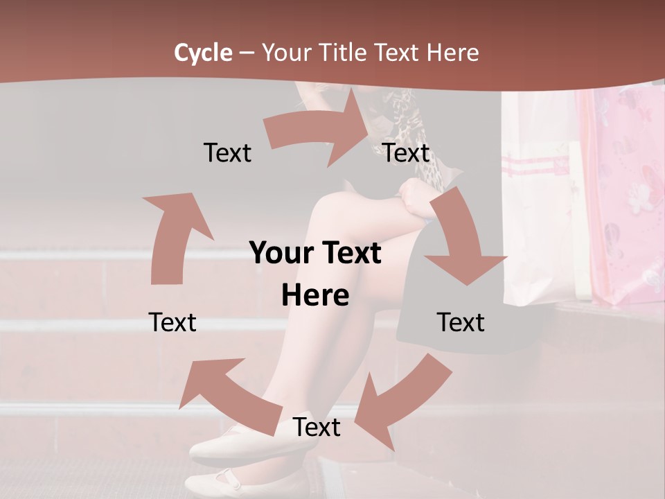 A Woman Sitting On Steps With Shopping Bags PowerPoint Template