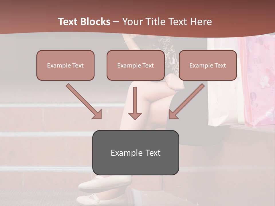 A Woman Sitting On Steps With Shopping Bags PowerPoint Template