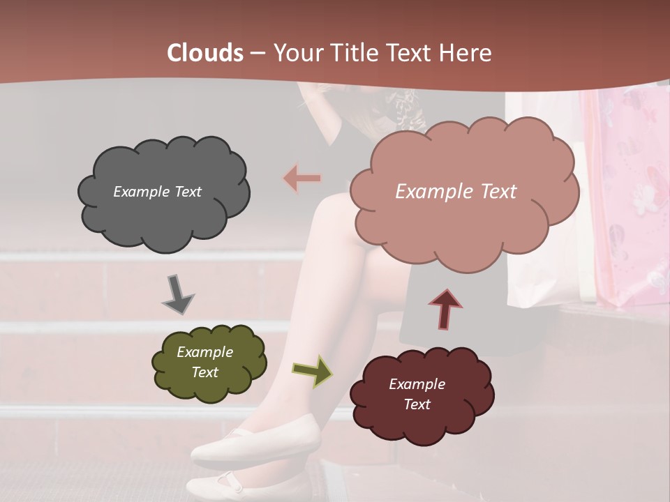 A Woman Sitting On Steps With Shopping Bags PowerPoint Template