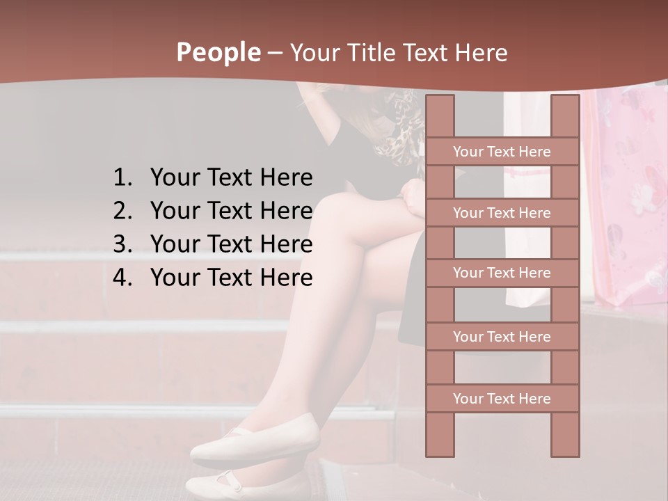 A Woman Sitting On Steps With Shopping Bags PowerPoint Template