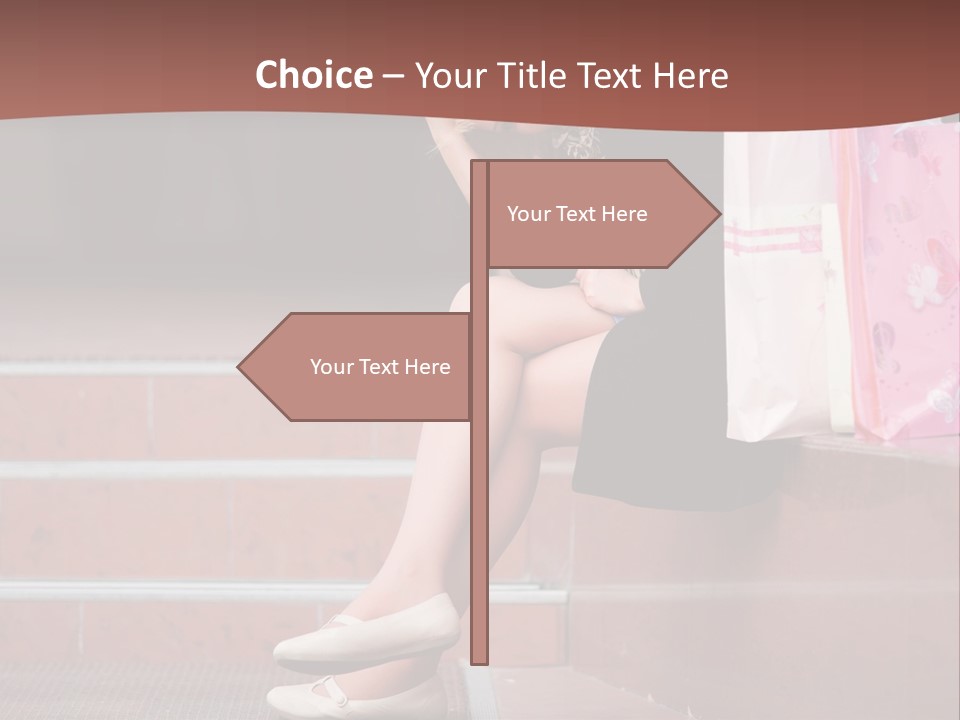 A Woman Sitting On Steps With Shopping Bags PowerPoint Template
