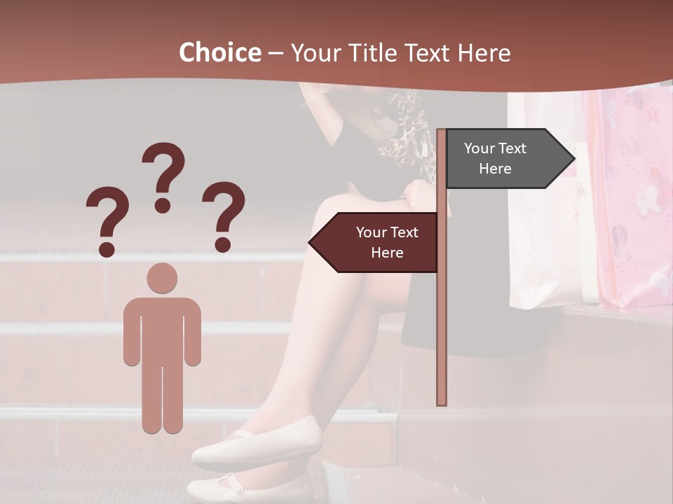 A Woman Sitting On Steps With Shopping Bags PowerPoint Template