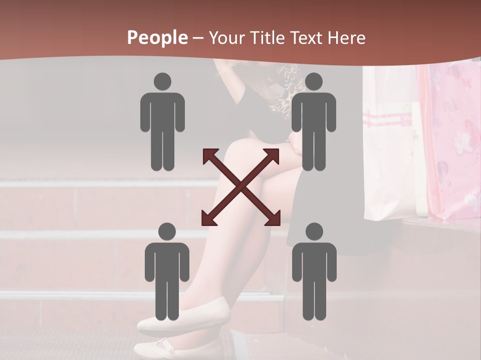 A Woman Sitting On Steps With Shopping Bags PowerPoint Template