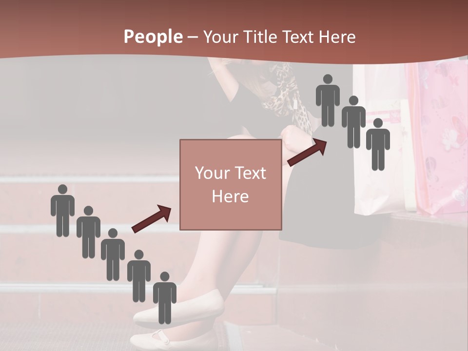 A Woman Sitting On Steps With Shopping Bags PowerPoint Template