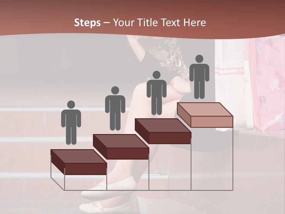 A Woman Sitting On Steps With Shopping Bags PowerPoint Template
