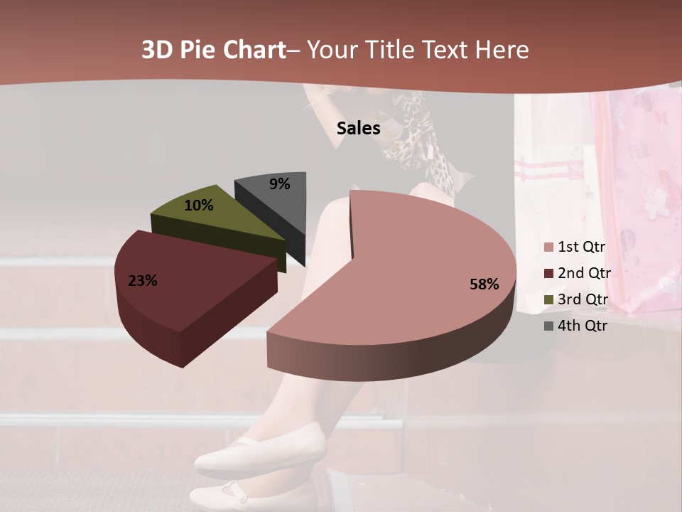 A Woman Sitting On Steps With Shopping Bags PowerPoint Template