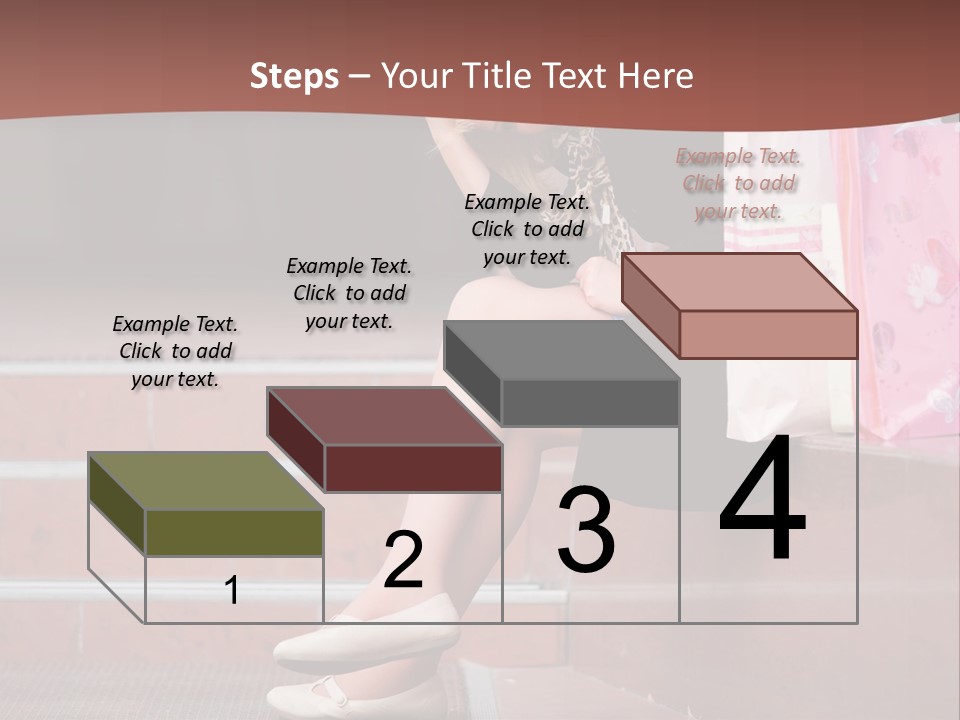 A Woman Sitting On Steps With Shopping Bags PowerPoint Template