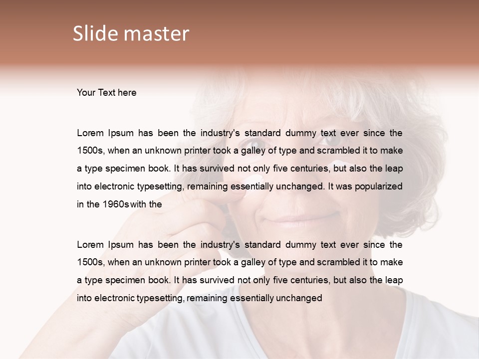 An Older Woman Holding A Cream On Her Face PowerPoint Template