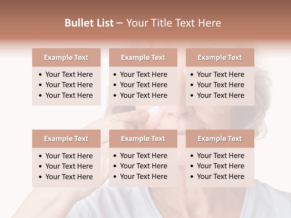 An Older Woman Holding A Cream On Her Face PowerPoint Template
