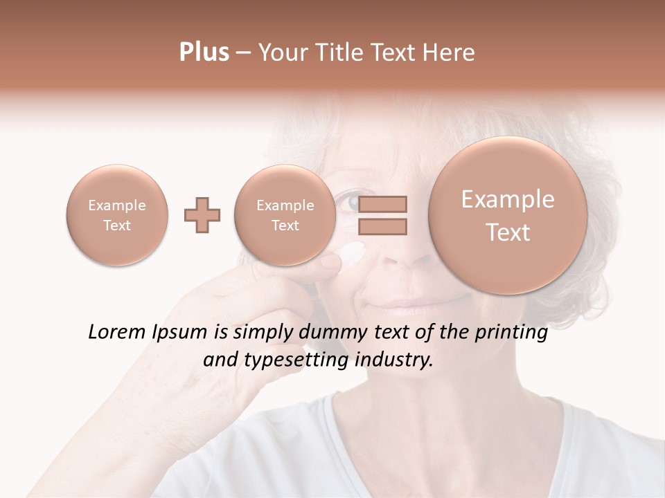 An Older Woman Holding A Cream On Her Face PowerPoint Template