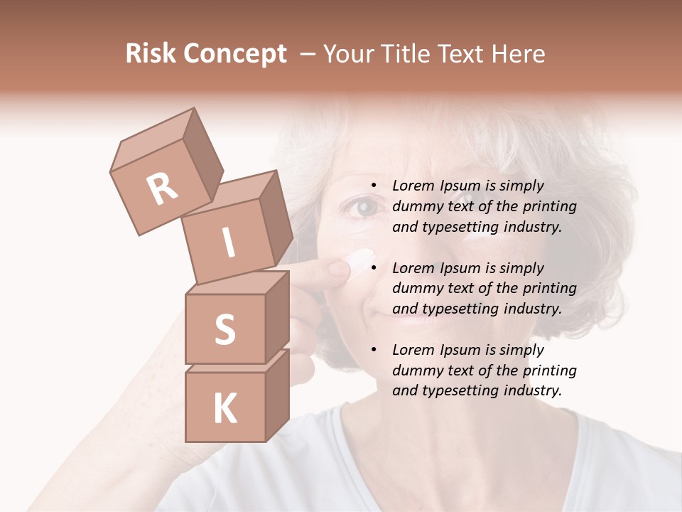 An Older Woman Holding A Cream On Her Face PowerPoint Template