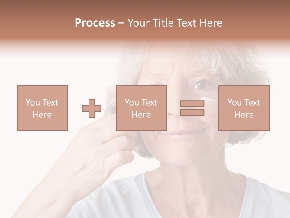 An Older Woman Holding A Cream On Her Face PowerPoint Template