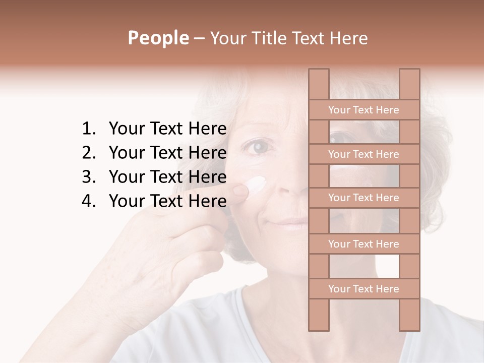 An Older Woman Holding A Cream On Her Face PowerPoint Template