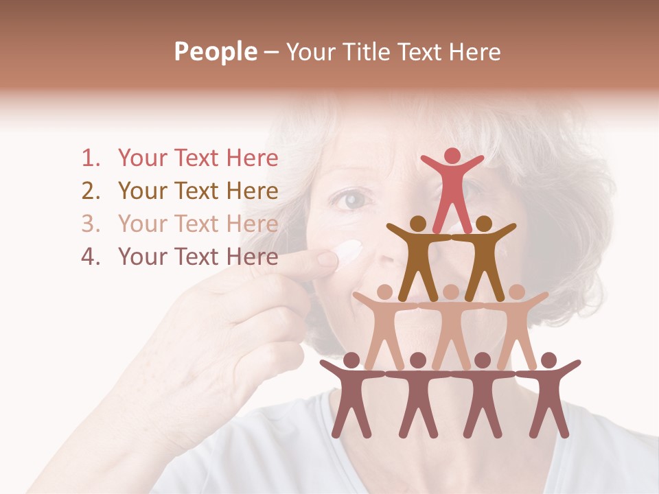 An Older Woman Holding A Cream On Her Face PowerPoint Template
