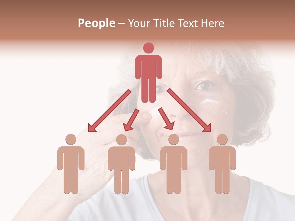 An Older Woman Holding A Cream On Her Face PowerPoint Template