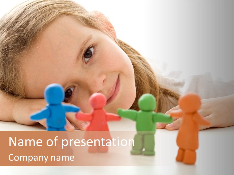 A Young Girl Laying On The Floor With A Group Of Toy People PowerPoint Template