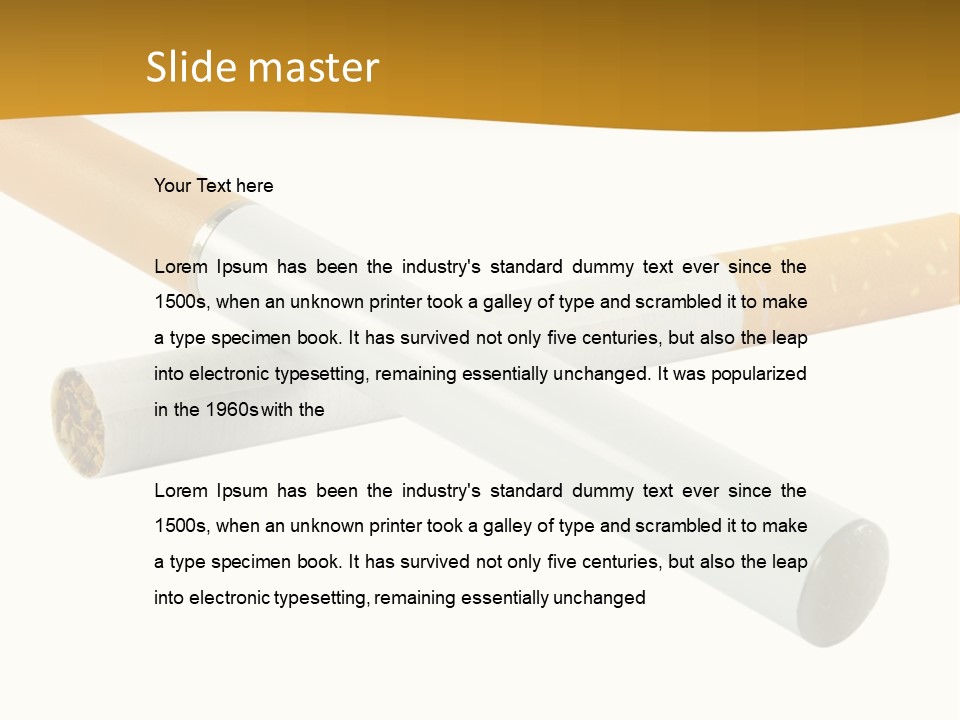 A Group Of Cigarettes On A White Background PowerPoint Template